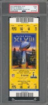 2014 Super Bowl XLVIII Full Ticket, Yellow Variation - PSA MINT 9